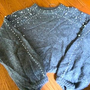 Zara Knit Faux Pearl Sweater